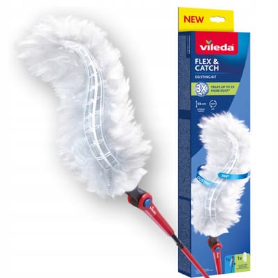 Vileda Flex&Catch Stofbezem - lange steel - 1 navulling inbegrepen - antislip - flexibele kop, 179434