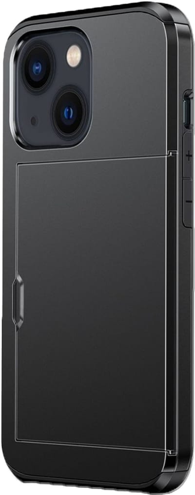 Hoesje geschikt voor iPhone 16e - Backcover - Hardcase - Pasjeshouder - Portemonnee - Shockproof - TPU - Zwart