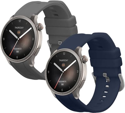 kwmobile 2x horlogebandjes geschikt voor Huami Amazfit Balance A2286 bandje - Smartwatch bandjes van TPU - Activity tracker horloge band in donkerblauw / grijs
