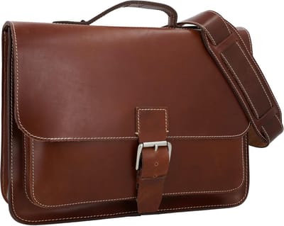 Leren Schoudertas & Fietstas 2-in-1 Vintage Bruin - Geschikt voor Laptop 13 Inch