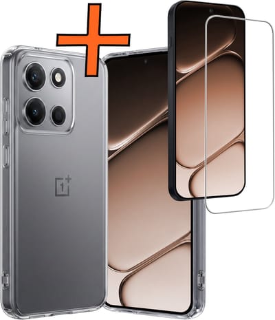 Hoes - Met Screenprotector - Geschikt voor OnePlus Nord 6 - Sterk & Shockproof - Back Cover - Siliconen Case - Telefoon Hoes - Transparant