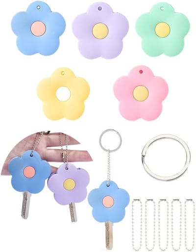 5 Stuks Leuke Bloem Vorm Sleutelhanger Sleutelhanger Ringen Etiketten Beschermer Zacht en Duurzaam Telefoon Charm Accessoires Voor Thuis Appartement Rugzakken Decora