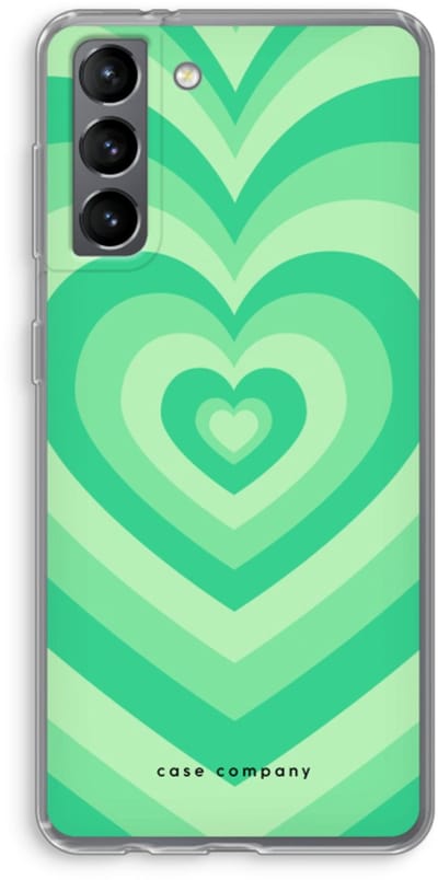 Case Company® - Hoesje geschikt voor Samsung Galaxy S21 hoesje - Hart Groen - Soft Cover Telefoonhoesje - Bescherming aan alle Kanten en Schermrand
