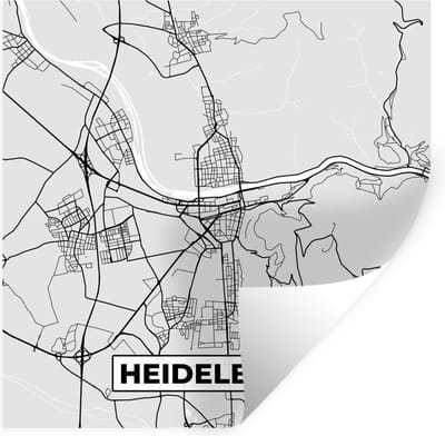 Muurstickers - Sticker Folie - Plattegrond - Duitsland - Heidelberg - Kaart - Stadskaart - 100x100 cm - Plakfolie - Muurstickers Kinderkamer - Zelfklevend Behang XXL - Zelfklevend behangpapier - Stickerfolie