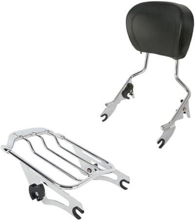 Passagierskussen met Drager - Motorfiets Rugsteun - Comfortabel Rijden - Verstelbare Rugsteun - Universele Pasvorm - Zilver