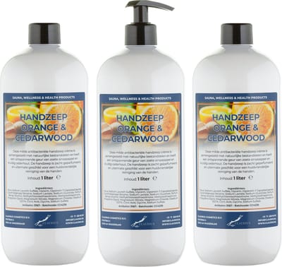 Handzeep Sweet Orange & Cedarwood 1 liter - met gratis pomp - set van 3 stuks