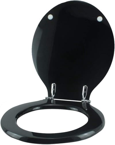 Houten Toiletbril met Polyester Coating Zwart Chroom Scharnieren