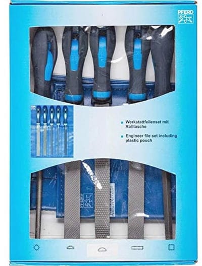 Werkplaatsvijlset 5-delig in PVC roltas - 200 mm vijlen voor diverse toepassingen