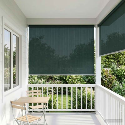 vidaXL - Buitenrolgordijn - 90% - UV-blok - Donkergroen - 140 - x - 140 - cm - HDPE