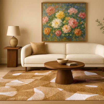 Binnen & Buiten Vloerkleed - 80 x 150 cm - Lola&Moi My Way Mustard - Laagpolig Tapijt - Gerecycled PET - Made in Belgium - Circulair