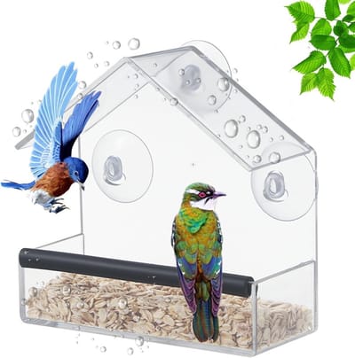Voederhuis voor vogels - Balkon - Raam met zuignappen - Transparant - 15 x 15 x 6 cm