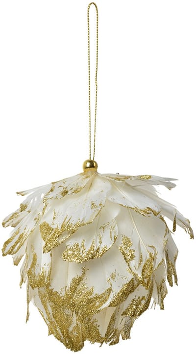 Clayre & Eef Decoratie Hanger Bloem 10x10x10 cm Wit Veren