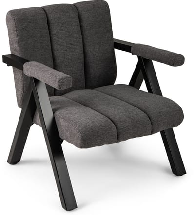 COSTWAY Fauteuil woonkamer, gestoffeerde loungestoel met armleuningen en metalen frame, moderne relaxstoel voor woonkamer, slaapkamer, ontvangstruimte (grijs)