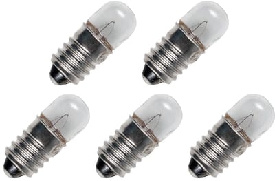 Signaallamp E10 1.2V 0.26W - 216 mAh - 5 stuks - T9 Gloeilamp Ø9mm - 23mm - 2500K - Dimbaar