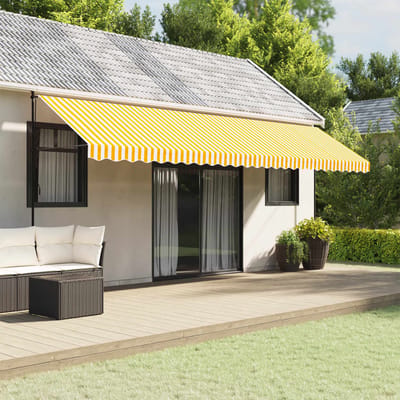 vidaXL - Vervangingsdoek - voor - luifelrok - gestreept - 600 - cm - geel - en - wit