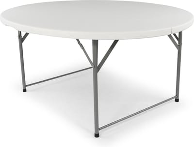 San Naila Inklapbare Tafel rond – Vouwtafel - Klaptafel - Plooitafel - Opvouwbare ronde tuin tafel - 120x74 cm - Wit