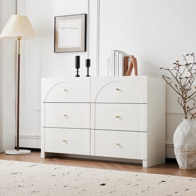 STILVORA Dressoirs - Opbergkast Met 6 Lades - Stijlvol En Compact - Voor Woonkamer Of Buffet - 120x82x40 cm - Hout - Wit