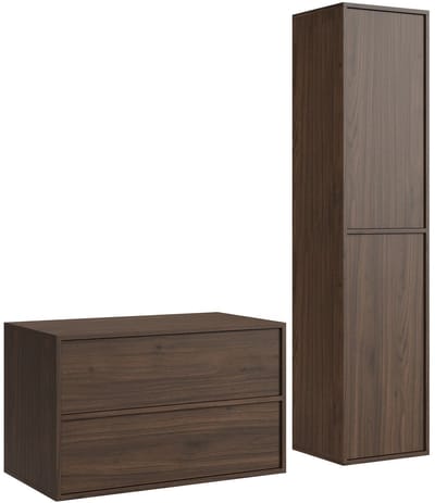 Badplaats Wastafelkast Mali 80 cm – Walnoot Bruin – Badmeubel met Kolomkast