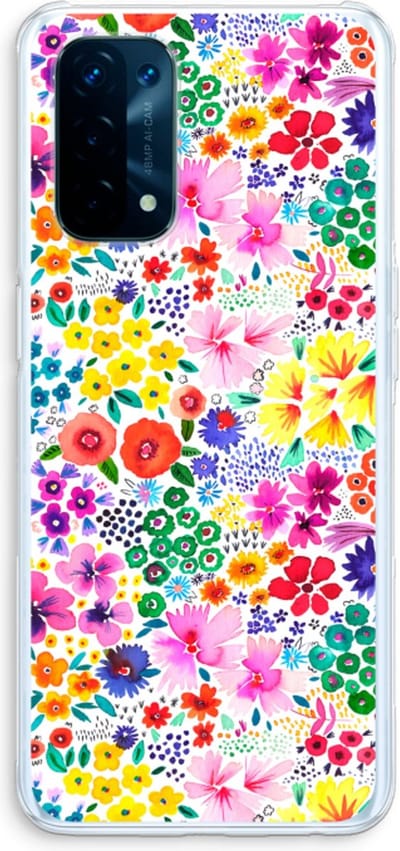 Case Company® - Hoesje geschikt voor Oppo A74 5G hoesje - Little Flowers - Soft Cover Telefoonhoesje - Bescherming aan alle Kanten en Schermrand