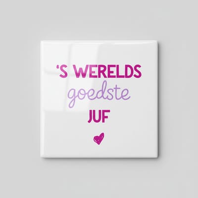 ’s Werelds Goedste Juf Keramische Tegel – Lief Cadeau voor de Beste Juf – Decoratieve Wandtegel 15×15 cm