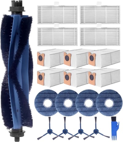 20-delige accessoireset geschikt voor Eufy Omni C20, reserveonderdelenset voor eufy Omni C20, 1 hoofdborstel, 4 filters, 4 zijborstels, 4 doeken, 6 stofzakken, 1 kleine reinigingsborstel