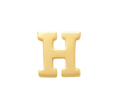 New Bling 9NBG-902H Gouden Letter Oorknop H - 1/2 paar - 14 Karaat - 3,6x3,4mm - Oorbel - Cadeau voor haar - Goud