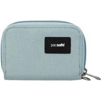 Pacsafe Portemonnee - 11 x 8 x 2 cm - Pasjeshouder - RFID-blokkerend - Beveiligde Portemonnee - Anti-diefstal Pasjeshouder - Gerecycled Polyester - Blauw (Fresh Mint)