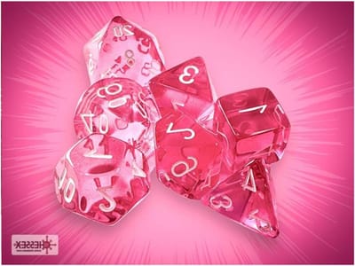 Veelvlakse Dobbelstenen - RPG Set - Spelavonden - Doorschijnend Ontwerp - 7 Stuks - Roze Wit