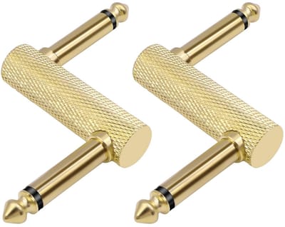 Guitar Pedal Patch Connector Z Type 6.35mm Mono Plug Adapter voor Effecten en Pedalboards - 2 Stuks Goudkleurig
