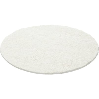 Muratap Basic rond shaggy vloerkleed creme hoogpolig- 160 cm rond