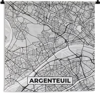 Wandkleed - Wanddoek - Frankrijk - Plattegrond - Kaart - Tarbes - Stadskaart - 180x180 cm - Wandtapijt