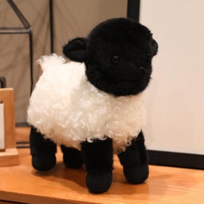 Drie Kleuren Zwart Gezicht Schaap Lam Pop Pluche Speelgoed Gevuld Staand Roze Crème Wit Weide Dier Schattige Pluche Knuffel Cadeau 23cm black