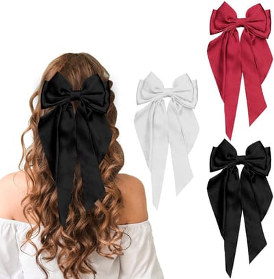 Dailygoods- Haarclips 3 stuks - Eendenbek Haarclips - Strik Haarclips - Geschikt voor Dames/Meisjes - Brokaat/Metaal - 30 cm/16,5 cm - Haarspeld