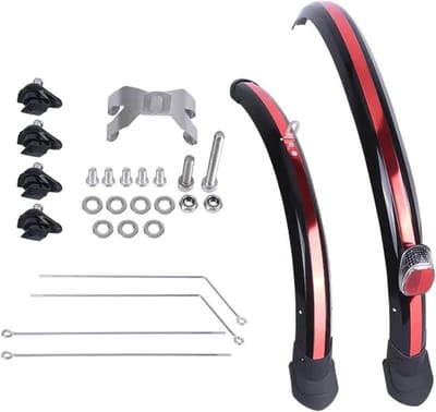 Fietsspatborden Vouwfiets - Spatbord Set - Bescherming tegen Modder - Flexibel en Duurzaam - 20 inch - Zwart Rood
