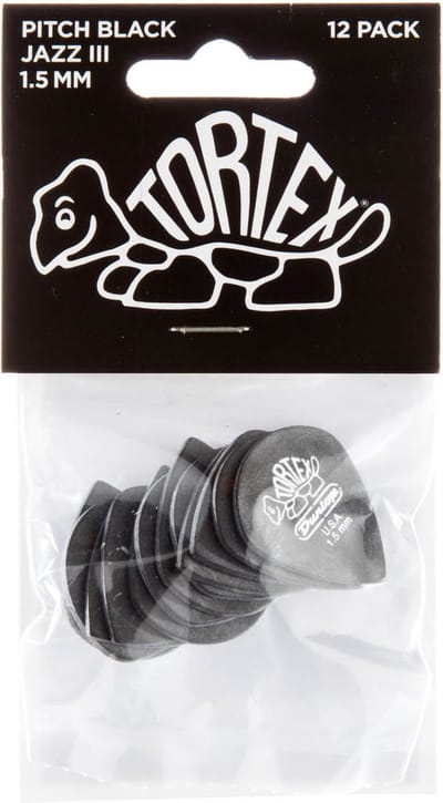 Jim Dunlop Tortex - Plectrums - Standard Jazz III - 1,50 mm - Player's Pack 12 Stuks