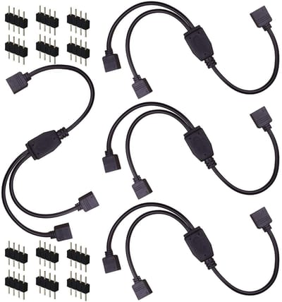 4 Pack 30 cm 4 Pin Splitter Kabel voor LED RGB Verlichting - 1 naar 2 Female Aansluitset met 12 Male 4 Pin Stekkers voor 5050 en 3528 RGB Verlichting
