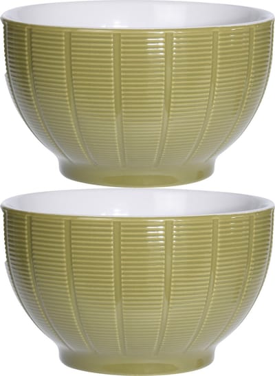 Excellent Houseware Soepkommen/serveer schaaltjes - 2x - Venice - keramiek - D14 x H8 cm - groen