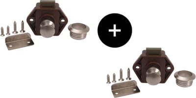 2x Drukknopsluiting mini, bruin inclusief rozet en sluitplaat