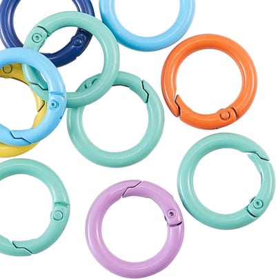 10 Stuks 1" Random Kleurrijke Metalen Veer Sluiting O-Ringen Karabijnhaak Clips voor Sieraden, Tassen en Sleutelhangers