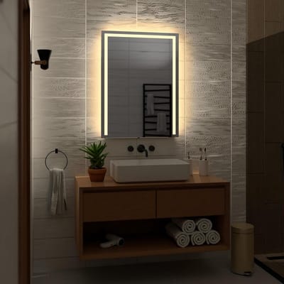 Ronde of Rechthoekige Hangspiegel met Warm Wit LED Licht