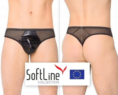 SoftLine Collection - Sexy herenslip met wetlook uiterlijk zwart XL
