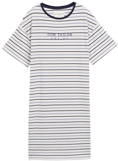 Tom Tailor - Nachthemd met streeppatroon - Maat 3XL/46 - white-medium-horizontal stripe