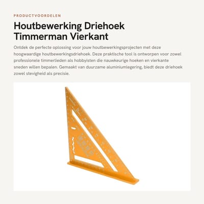 Dailygoods- Timmermansvierkant Aluminiumlegering - Houtbewerkingsdriehoek - Dubbelzijdige Markering - Nauwkeurige Hoekmeting - Slijtvast - Lange Levensduur - Meetinstrument