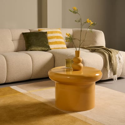 Bijzettafel Keulen - Glanzend Metaal - Geel - 55x37x55 cm (BxHxD) - Kleur Golden Syrup