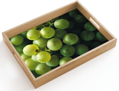 Dienblad hout 40x30 cm - Schootdienblad - Druiven - Tros - Groen - Borrelplank rechthoek - Plateau dienbladen