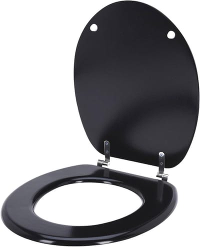 WC-bril MDF - Toiletbril Deksel - Badkamer Opknappen - Roestvrijstalen Scharnieren - 375 x 45 cm - Zwart