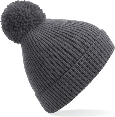 Result Wintermuts - grafiet grijs - met pompom - gebreid - wintermuts - voor volwassenen