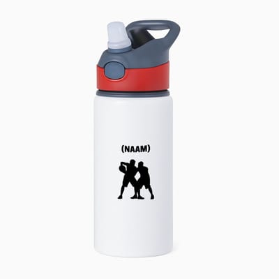 Hacebo® - Basketbal met eigen naam waterfles met rietje rood - Basketbal - Basketballer - Sport - water fles - 650ML