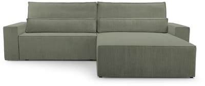 Hoekbank met Slaapfunctie - 297 x 200 x 85 cm - Comfortabele en Stijlvolle Familiebank - DENVER L - Poso 46 Olijf