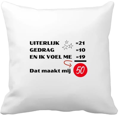 Akyol - 50 jaar sarah en abraham cadeau - Kussen hoes - Hoera 50 jaar - 50 jaar cadeau - jubileum man en vrouw - met opdruk - - grappige tekst - jarig - verjaardag - - 40 bij 40 cm
